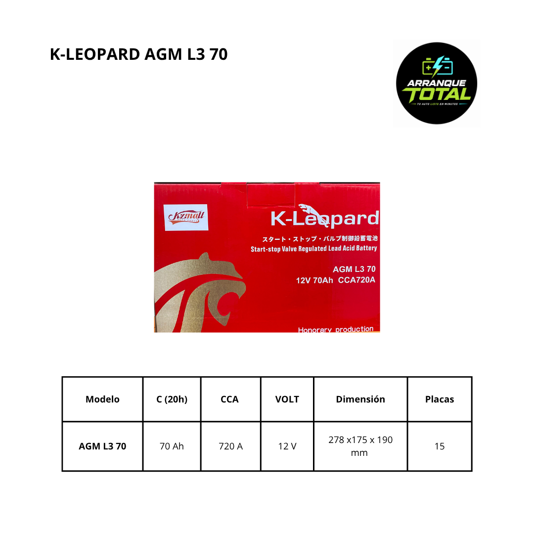 BATERÍA K-LEOPARD AGM L3 70