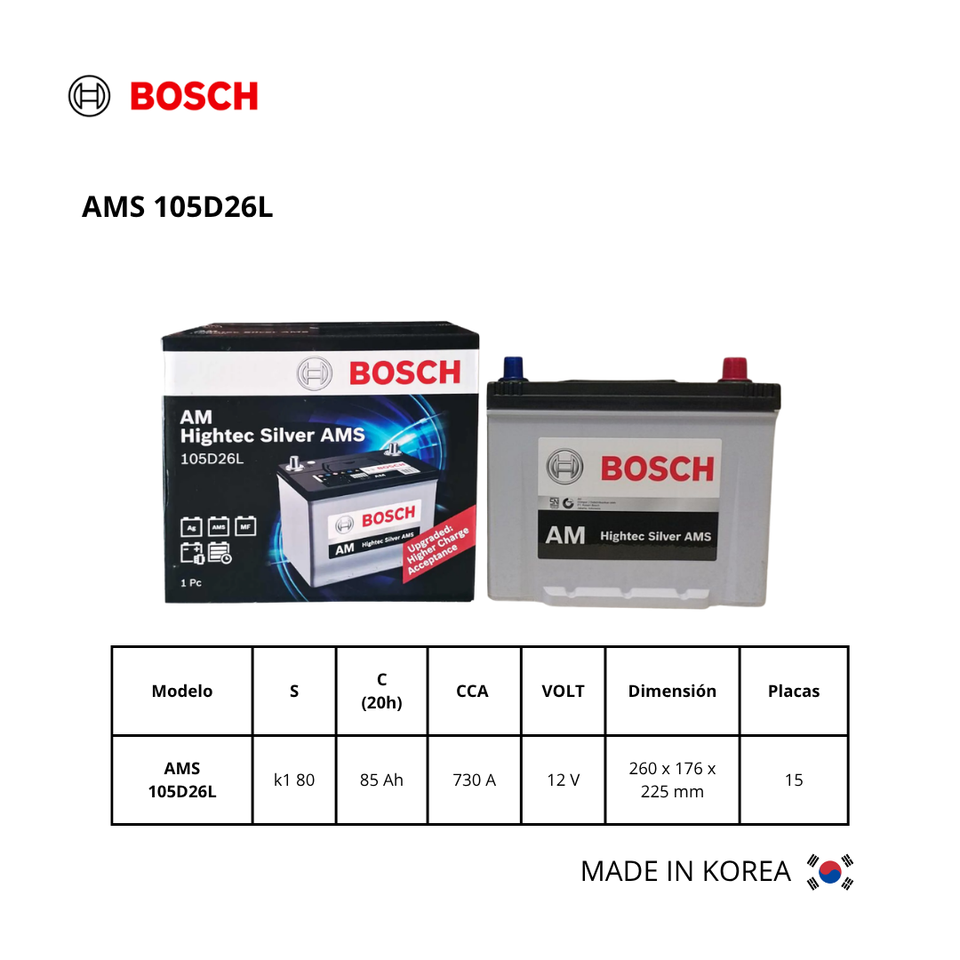 BATERÍA AMS 105D26L (85Ah) BOSCH